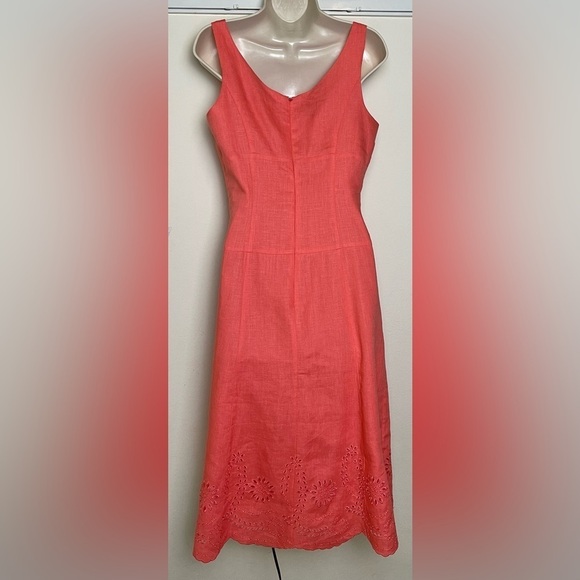 Nikki Valentine 100% Irish Linen Sleeveless A-Line Dress Size 6 Coral - Picture 5 of 13